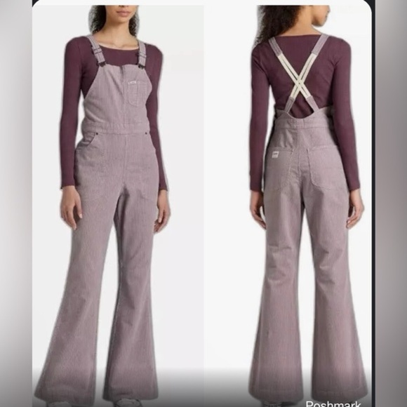 Free People‎ x Lee’s Purple Storm Flare Corduroy Overall coveralls jumpsuit sz S - Picture 4 of 6
